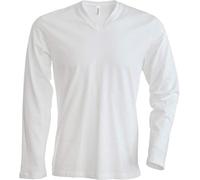 Kariban T-Shirt COL V Manches Longues - Blanc, XL, Homme