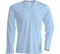 Kariban T-Shirt COL V Manches Longues - Sky Blue, L, Homme
