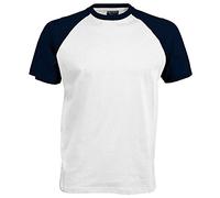 Kariban T-Shirt de Baseball à Manches Courtes pour Homme (M) (Blanc/Bleu Marine)