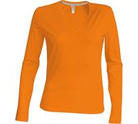 Kariban Tee-Shirt Femme col V Manches Longues 100% Coton