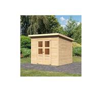 Karibu Abri de Jardin Bois Massif 5,2m² Merseburg 5 | Structure Épicéa Nordique avec Embase Autoclave | Toiture Plate, Double Porte Semi-Vitrée, Loquet Sécurité