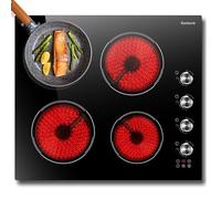 Karienvir 60CM Plaque Vitrocéramique 4 Feux avec Boutons et Minuteur