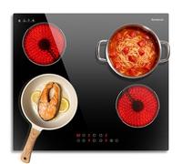 Karienvir Plaque de Cuisson Vitrocéramique 4 Feux Encastrable, 6000 W | Minuterie de 99 Minutes, Verrouillage de Sécurité, 9 Niveaux de Puissance, Table de Cuisson Electrique 4 Foyers 60 cm