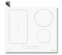 Karienvir Plaque Induction 4 Feux Blanc avec Prise, Plaque de Cuisson Induction Blanche avec Fonction Boost, Minuterie, Protection contre l'arrêt automatique, Verrou sécurité, 59 cm, 3500 W