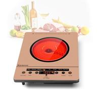 Karienvir Plaque Vitrocéramique 1 Feu Portable Couleur orange, Plaque Electrique Camping, Plaque de Cuisson Electrique 1 Feu with Prise VDE, Sécurité Enfant, Indicateur de Chaleur Résiduelle