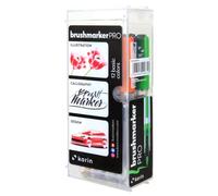 Karin Brushmarker PRO 12 Basic Colours Set Brushmarker Pro Basic Colours Set de 12 feutres corps transparent avec système sans encre 2,4 ml de peinture liquide Pas de marqueur