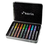 Karin DecoBrush Metallic Lot de 10 pinceaux décoratifs métallisés 10 pièces Corps transparent avec système sans encre 2,4 ml