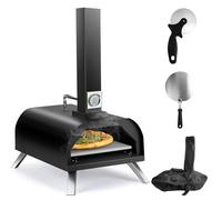 Karinear Four à pizza à pellets, Four à pizza extérieur avec pierre à pizza et accessoires, Four d'extérieur 12 pouces à pellets de bois pour jardin, terrasse et camping