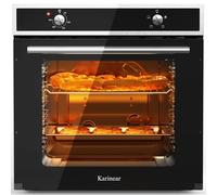 Karinear Four Electrique 60 cm avec Bouton de Commande, Four Encastrable, 65 L, 4 Programmes, 50-250 °C, avec Panneau en Verre Trempé, 2200W, 220-240V, avec Prise