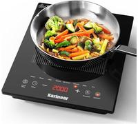 Karinear Plaque à induction 1 feu avec prise, 30 cm, induction portable, temporisé, verrouillage de sécurité, convient pour une utilisation en extérieur, 2000 W, 220-240 V