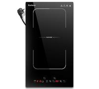 Karinear Plaque à Induction 2 Feux avec Prise, Table de Cuisson Induction Encastrable 30CM avec Zone Flexible, Commande Tactile, Minuteur, Fonction Pause, Verrouillage de Sécurité, 3500W, 220V