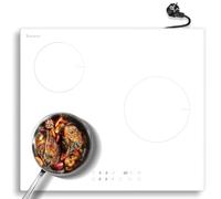 Karinear Plaque à Induction Blanche 3 Feux avec Prise | Plaque Induction Encastrable 60CM, 3500W, Boost, Minuterie, Verrouillage de Sécurité, Arrêt Automatique, Verre Blanc, 220V