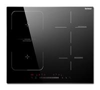 Karinear Plaque Induction 4 Feux avec Flexi Zone, Plaque de cuisson Induction encastrable 60cm, 7200W, Commande à curseur, fonction Boost, minuterie, sécurité enfants, 220V