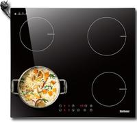 Karinear Plaque Induction 4 Feux avec Prise, Table de Cuisson Induction 4 Feux Encastrable 60CM, 3500W Induction 4 Foyers, Commande Tactile, Sécurité Enfant, Minuterie, Noir, 220V