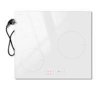 Karinear Plaque Induction Blanc 3 Feux avec Prise | Plaque de Cuisson Induction Encastrable 59CM, 3500W, Commande Tactile, Boost, Verrou de Sécurité, Minuterie, 220V