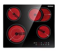 Karinear Plaque Vitrocéramique 4 Feux avec Zones Ovale, Table de Cuisson électrique Encastrable 60cm, Commande tactile, Minuterie, Verrou de Sécurité, 6600W