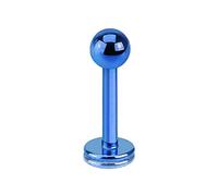 Karisma Piercing pour lèvre, oreille, labret, tragus, hélix, plaque Madonna avec boule filetée femelle Bleu 1,2 x 8 x 3 mm