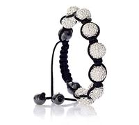 Karisma Shambala Bracelet pour femme avec boules de cristal Swarovski Elements Blanc et tissu noir 10 mm