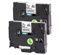 Karl Aiken 2x Noir sur Blanc Ruban pour Etiqueteuse 12mm Compatible Brother P-touch TZe-231 TZe231 Laminé Ruban Cassettes, avec PT-H100LB PT-E100 PT-D400 PT-1250 PT-H110 PT-1000 PT-1010R