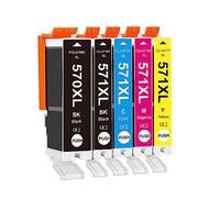 Karl Aiken Compatible pour 5x Canon PGI-570 CLI-571 Cartouche d'encre Compatible avec Canon Pixma MG5700 MG5750 MG5751 MG5752 MG5753 MG6800 MG6850 MG6851 MG6852 MG6853 Imprimante