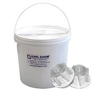 Karl Dahm 50 Cadrans de Serrage Transparents pour Épaisseur de Carrelage 3-12 mm + Seau - Convient au Système de Nivellement de Carrelage Levelmac I Aide Pro à la Pose de Carreaux - 12508
