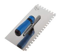 Karl Dahm Ideal Medi 10785 Truelle dentée en acier inoxydable avec denture de 8/10 mm, avec poignée ergonomique souple, pour une création rapide et sans espace creux de lits adhésifs