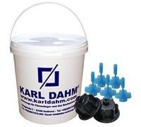 Karl Dahm Système de Nivellement de Carrelage Levelmac Kit Base Joints de 3 mm : 50 Cadrans Noirs pour Épaisseur de Carreaux 3-12 mm + 250 Croisillons + Seau I Aide Pro Pose Carrelage - 12441