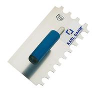 Karl Dahm Truelle Dentée Softgrip Inoxydable Demi-Lune 20/20mm Manche Souple Ergonomique pour Collage Facile