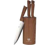 KARL HAUSMANN Bloc Couteaux Cuisine 5 Pièces - Ensembles de Couteaux de Cuisine - Set de Couteau Cuisine Acier Inoxydable - Bloc en Plastique avec Insert en Poils - Couteau Tranchants