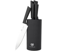 KARL HAUSMANN Bloc Couteaux Cuisine 5 Pièces - Ensembles de Couteaux de Cuisine - Set de Couteau Cuisine Acier Inoxydable - Bloc en Plastique avec Insert en Poils - Couteau Tranchants