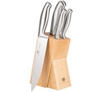 KARL HAUSMANN Bloc de Couteaux en Bambou - 5 Pièces Ensemble de Couteaux de Cuisine - Couteau Tranchants en Acier Inoxydable - Set de Couteau Cuisine Professionnel - Idéal pour Chef Cuisinier