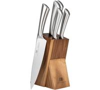 KARL HAUSMANN Bloc de Couteaux en Bois d'Acacia - 5 Pièces Ensemble de Couteaux de Cuisine - Couteau Tranchants en Acier Inoxydable - Set de Couteau Cuisine Professionnel - Idéal pour Chef Cuisinier