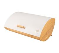 KARL HAUSMANN Boite a Pain Bois Blanc avec un Couvercle en Inox - 35x25x15,5 cm - Huche à Pain Rectangulaire - Boîte à Pain Moderne - Rangement Pain - Bread Box - Boit Pain - Coffre à Pain - Niche