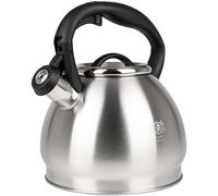 KARL HAUSMANN Bouilloire à induction - 3 l - Argent - Avec sifflet automatique - Bouilloire en acier inoxydable pour cuisinière à induction, cuisinière à gaz et cuisinière électrique - Bouilloire