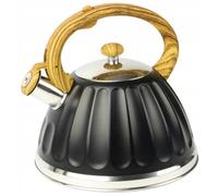 Karl Hausmann Bouilloire à sifflet en acier inoxydable 3 L Bouilloire à sifflet Aurora Bouilloire pour la cuisinière Noir