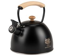 KARL HAUSMANN Bouilloire Induction 2,5L Inox avec Sifflante - Noir Theiere Cuisine pour Plaque Gaz, Vitrocéramique et Électrique - Grande Capacité Eau Chaude avec Couvercle Amovible