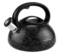 KARL HAUSMANN Bouilloire Induction 3L Inox avec Sifflante - Noir Marbre Theiere Cuisine pour Plaque Gaz, Vitrocéramique et Électrique - Grande Capacité Eau Chaude avec Couvercle Amovible