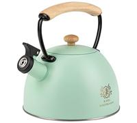 KARL HAUSMANN Bouilloire Inox - 2.5L - Bouilloire Sifflante - Bouilloir Induction, Gaz - Poignée Résistante à la Chaleur - Bouilloir Traditionnelle Tous Feux - Retro - Théière Gaz (Turquoise)