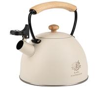 KARL HAUSMANN Bouilloire Inox - 2.5L - Bouilloire Sifflante - Bouilloir Induction, Gaz - Poignée Résistante à la Chaleur - Bouilloir Traditionnelle Tous Feux - Retro - Théière Gaz (Crème)