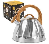 KARL HAUSMANN Bouilloire Inox Argenté - 3L - Bouilloire Sifflante - Bouilloire Induction, Gaz - Poignée Résistante à la Chaleur - Bouilloire Traditionnelle Tous Feux - Retro - Théière Gaz - Bouilloir