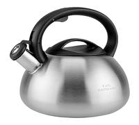 KARL HAUSMANN Bouilloire Inox Argenté - 3L - Bouilloire Sifflante - Bouilloire Induction, Gaz - Poignée Résistante à la Chaleur - Bouilloire Traditionnelle Tous Feux - Retro - Théière Gaz - Bouilloir