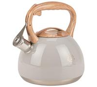 KARL HAUSMANN Bouilloire Inox Crème - 3L - Bouilloire Sifflante - Bouilloir Induction, Gaz - Poignée Résistante à la Chaleur - Bouilloir Traditionnelle Tous Feux - Retro - Théière Gaz - Bouilloir