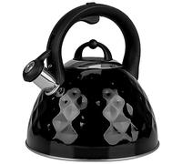 KARL HAUSMANN Bouilloire Inox Noir - 2.5L - Bouilloire Sifflante - Bouilloire Induction, Gaz - Poignée Résistante à la Chaleur - Bouilloire Traditionnelle Tous Feux - Retro - Théière Gaz - Bouilloir