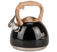 KARL HAUSMANN Bouilloire Inox Noir - 3L - Bouilloire Sifflante - Bouilloir Induction, Gaz - Poignée Résistante à la Chaleur - Bouilloir Traditionnelle Tous Feux - Retro - Théière Gaz Bouilloir