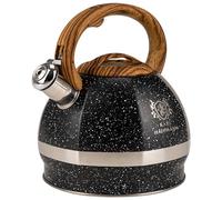 KARL HAUSMANN Bouilloire Inox Noir - 3L - Bouilloire Sifflante - Bouilloir Induction, Gaz - Poignée Résistante à la Chaleur - Bouilloir Traditionnelle Tous Feux - Retro - Théière Gaz - Bouilloir