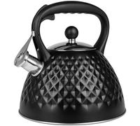 KARL HAUSMANN Bouilloire Inox Noir - 3L - Bouilloire Sifflante - Bouilloir Induction, Gaz - Poignée Résistante à la Chaleur - Bouilloir Traditionnelle Tous Feux - Retro - Théière Gaz - Bouilloir