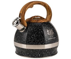 KARL HAUSMANN Bouilloire Inox Noir - 3L - Bouilloire Sifflante - Bouilloir Induction, Gaz - Poignée Résistante à la Chaleur - Bouilloir Traditionnelle Tous Feux - Retro - Théière Gaz - Bouilloir