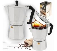 KARL HAUSMANN Cafetiere Italienne Espresso Aluminium - 3 Tasses - 150ml - Cafetière Moka Pour Réchaud à Gaz - Argentée - Induction non Compatible - Cafetière de Camping - Cafetière Moka Traditionnelle