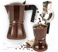 KARL HAUSMANN Cafetiere Italienne Induction - 3 Tasses - 150ml - Cafetière Moka Espresso Marron - Compatible Toutes Plaques Cuisson - Cafetières Italiennes Moka Induction - Pot à Moka pour Camping