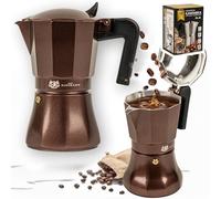 KARL HAUSMANN Cafetiere Italienne Induction - 6 Tasses - 300ml - Cafetière Moka Espresso Marron - Compatible Toutes Plaques Cuisson - Cafetières Italiennes Moka Induction - Pot à Moka pour Camping